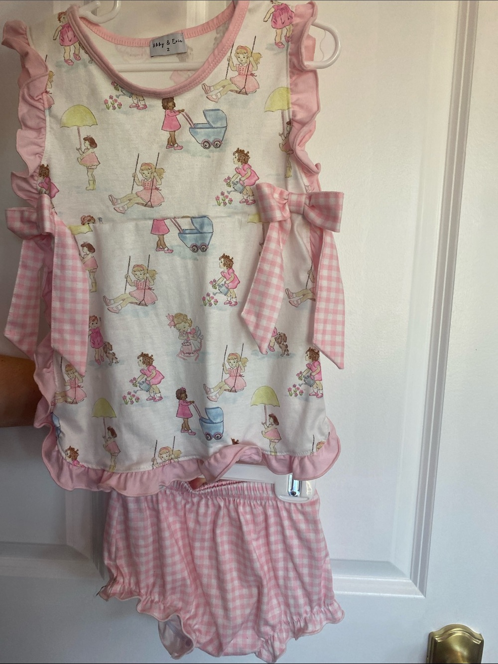 Ruffle Bow Girls' Pink Gingham Set -